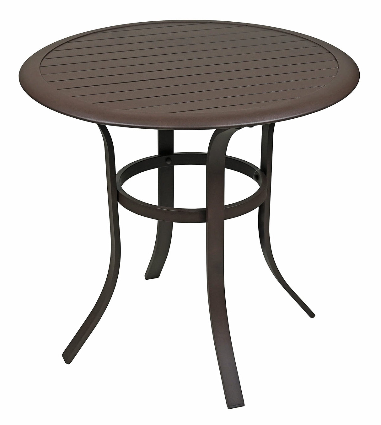 Round Outdoor Patio Bistro Table, Aluminum Frame with Slat-Top Tabletop, 30"
