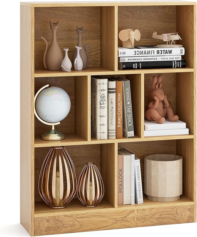 8-Cube Bookshelf, 39.5”L Floor Bookcase with 2 Anti-Tipping Kits, Freestanding Storage Organizer, 4-Tier Display Shelf for Home, Office & Dorms, Natural/White (White, 8-Cube)