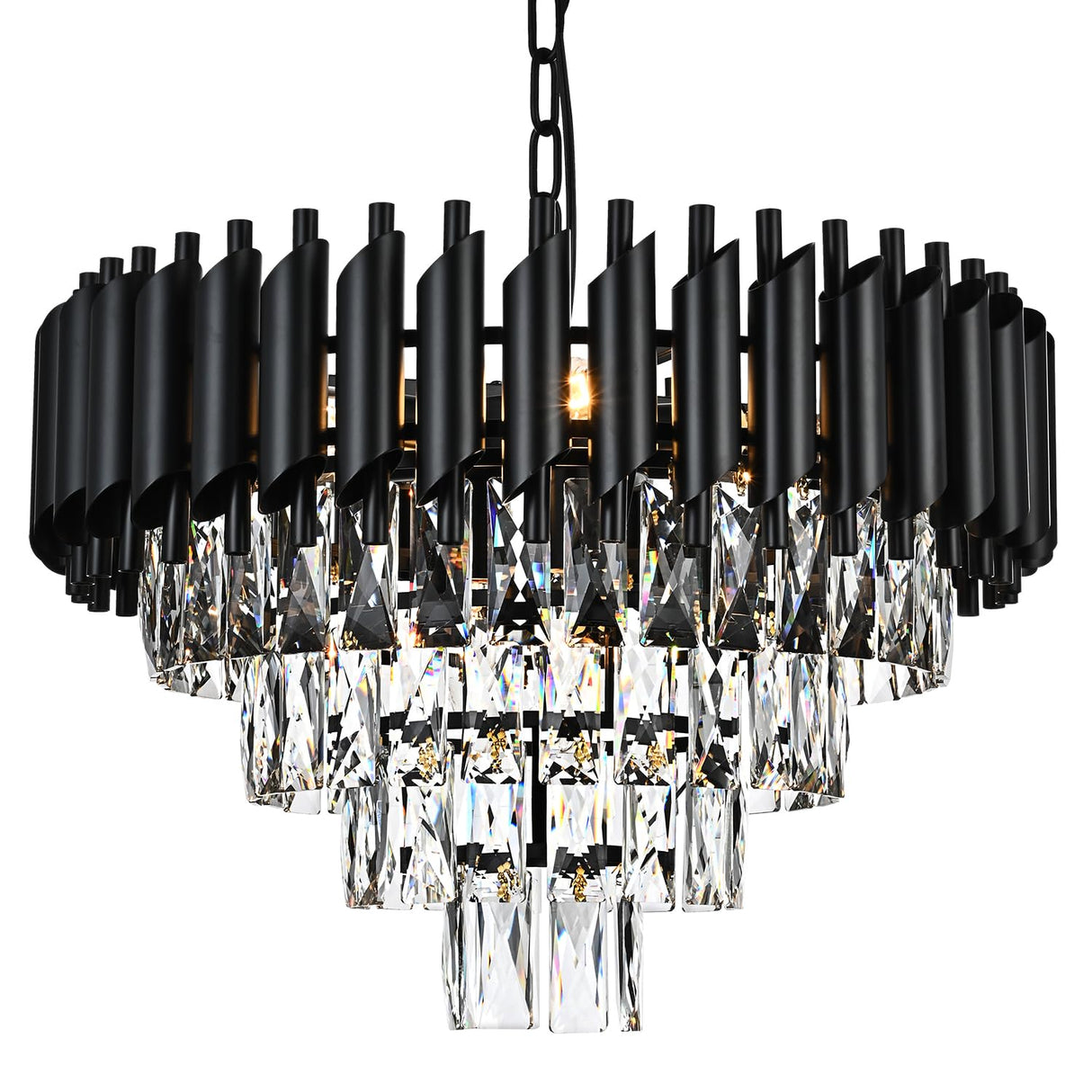 Crystal Chandelier Lights, 4 Tiers Luxury Pendant Ceiling Light, 19.7" Crystal Chandeliers
