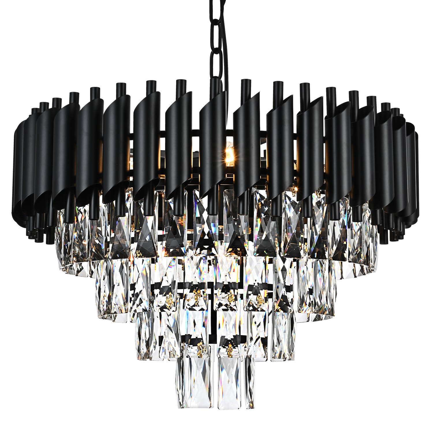 Crystal Chandelier Lights, 4 Tiers Luxury Pendant Ceiling Light, 19.7" Crystal Chandeliers