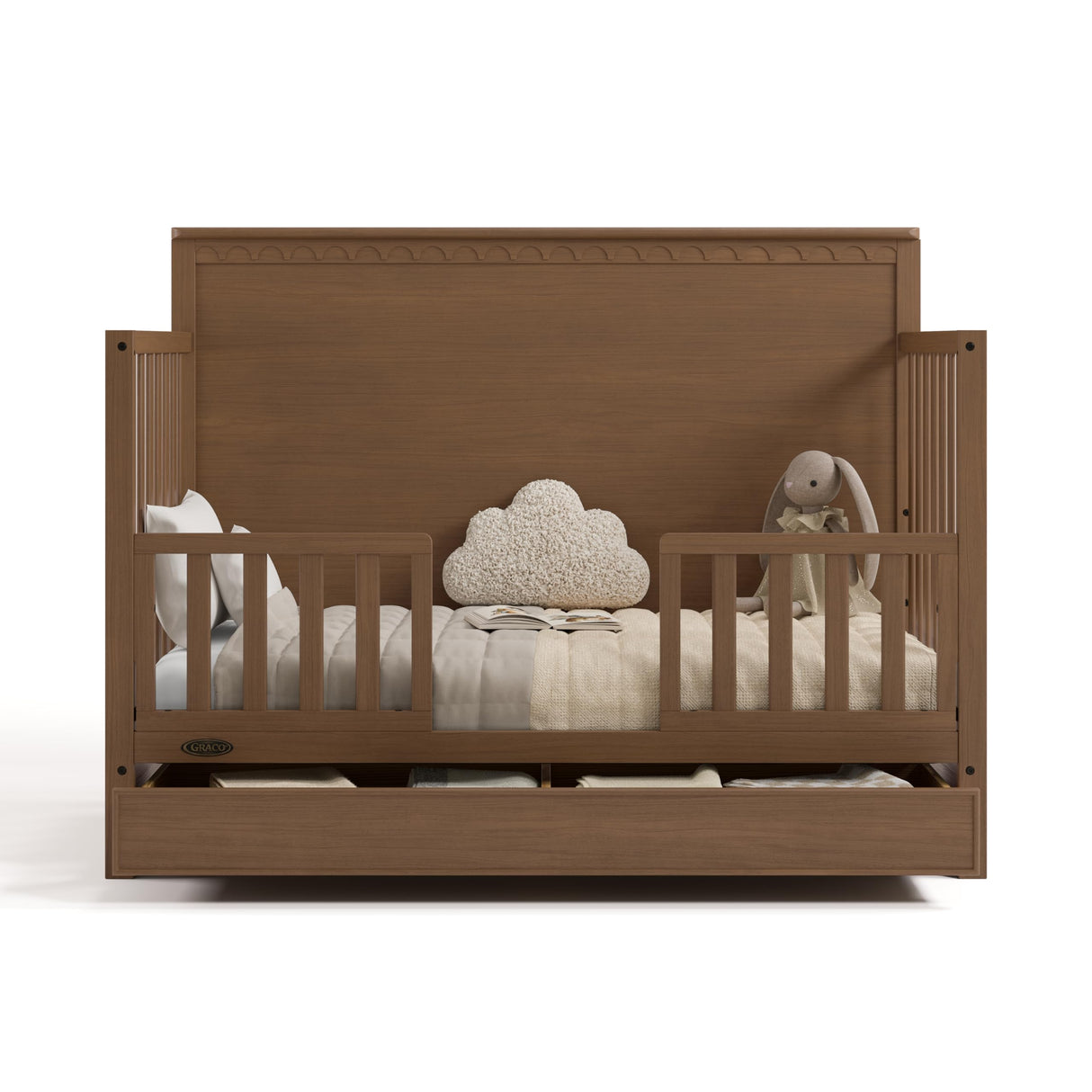 5-in-1 Convertible Crib with Storage Drawer (Hazelnut) – GREENGUARD Gold Certified Baby