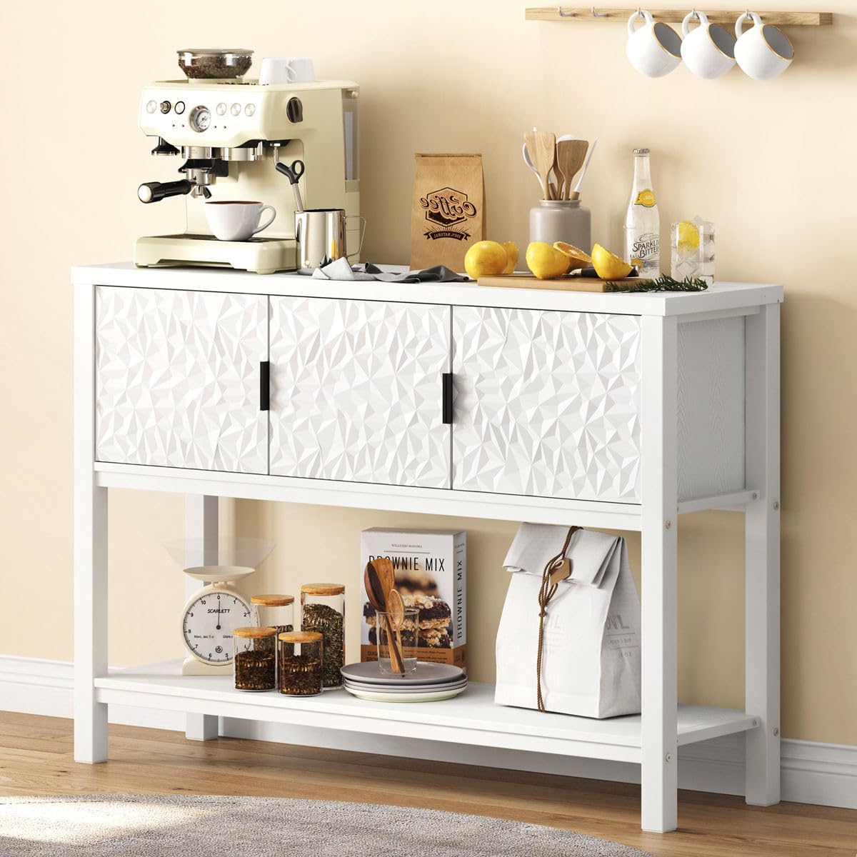 Console Sofa Table with Storage, Modern Entryway Table for Living Room