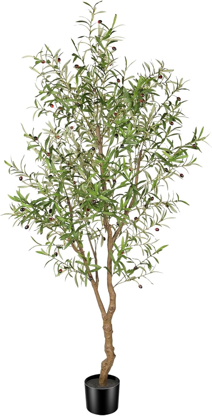 Faux Olive Tree 10ft - Tall Artificial Olive Tree 10 Feet Indoor - Large Fake Plants Olive