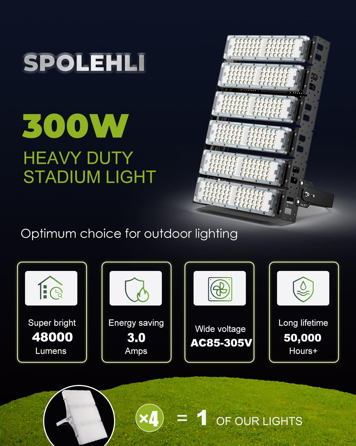 LED Stadium Flood Lights 2000W Equivalent 48000LM Super Bright LED Arena Lights 8