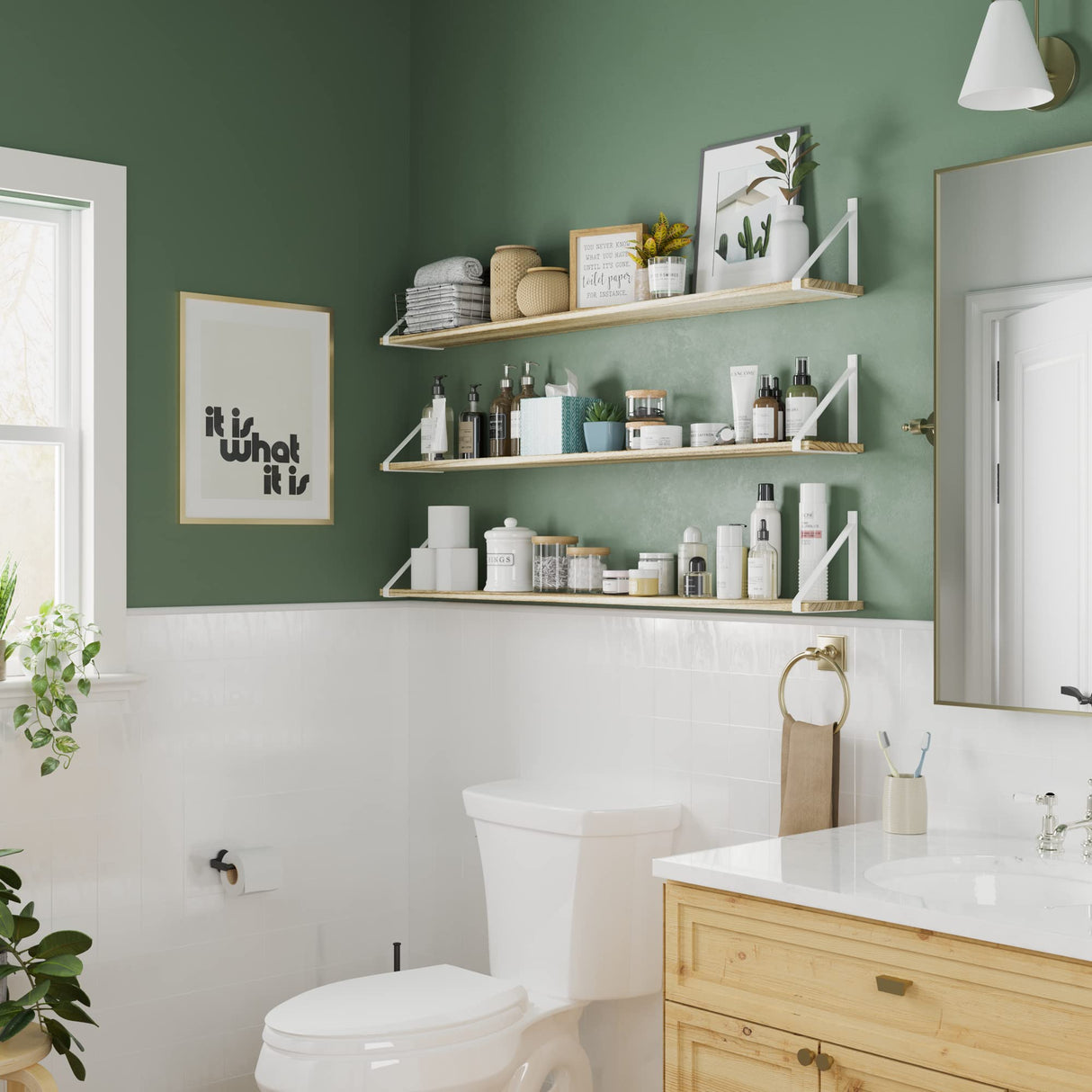 Bora Long Floating Shelves, 48" x 6" Wall Bookshelf Living Room Decor