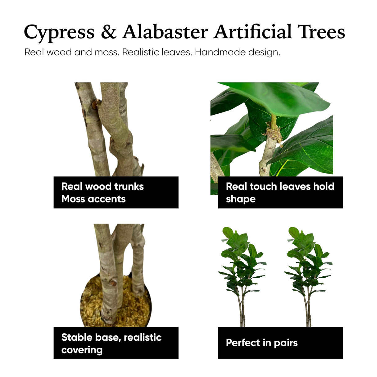 Handmade 7' Artificial Large Leaf Fig Tree - Artificial Tree Home and Office Decor - Real Touch - Living Room or Office