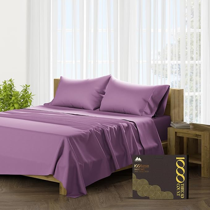 100% Pure Egyptian Cotton Sheets Queen Size - 1000 High Thread Count Sheets