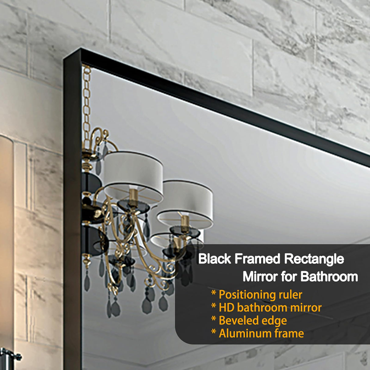 Bathroom Mirrors, Black Metal Framed Vanity Mirror for Over Sink Wall