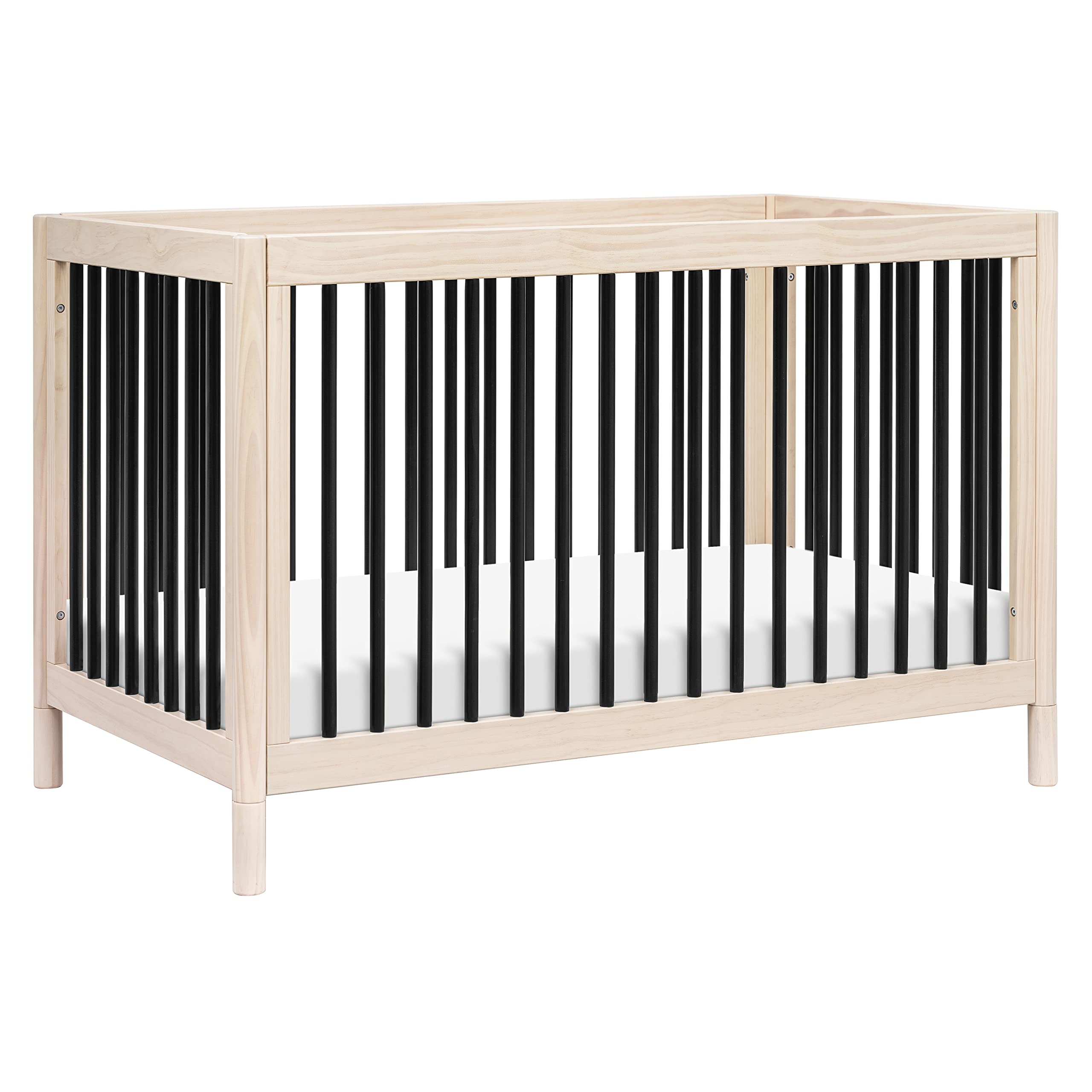 Gelato 4-in-1 Convertible Crib with Toddler Bed Conversion in Washed Natural and Black