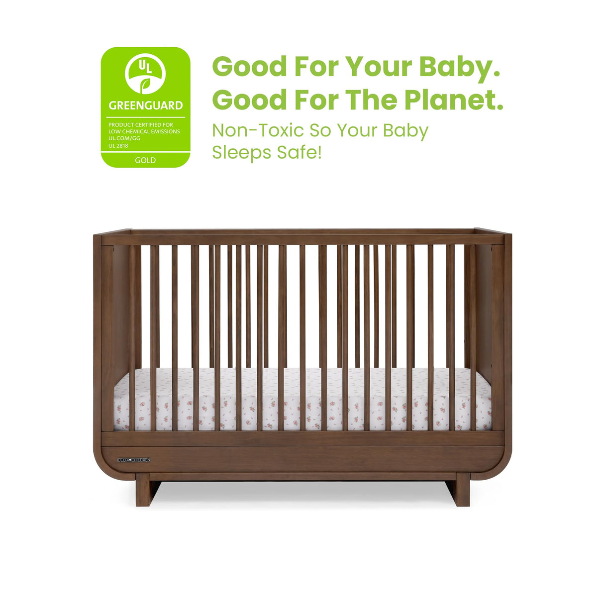 Rhodes 4-in-1 Convertible Crib - Greenguard Gold Certified, Teak Brown