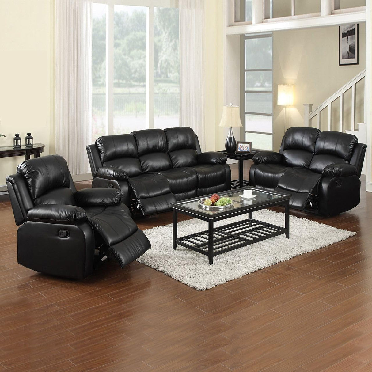Faux Leather Living Room Sofa Set for Living Room, Game Room, Guest Room,Dormitory,
