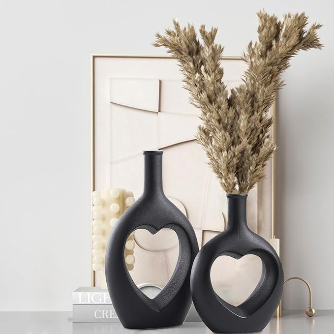 White Ceramic Vase Set of 2