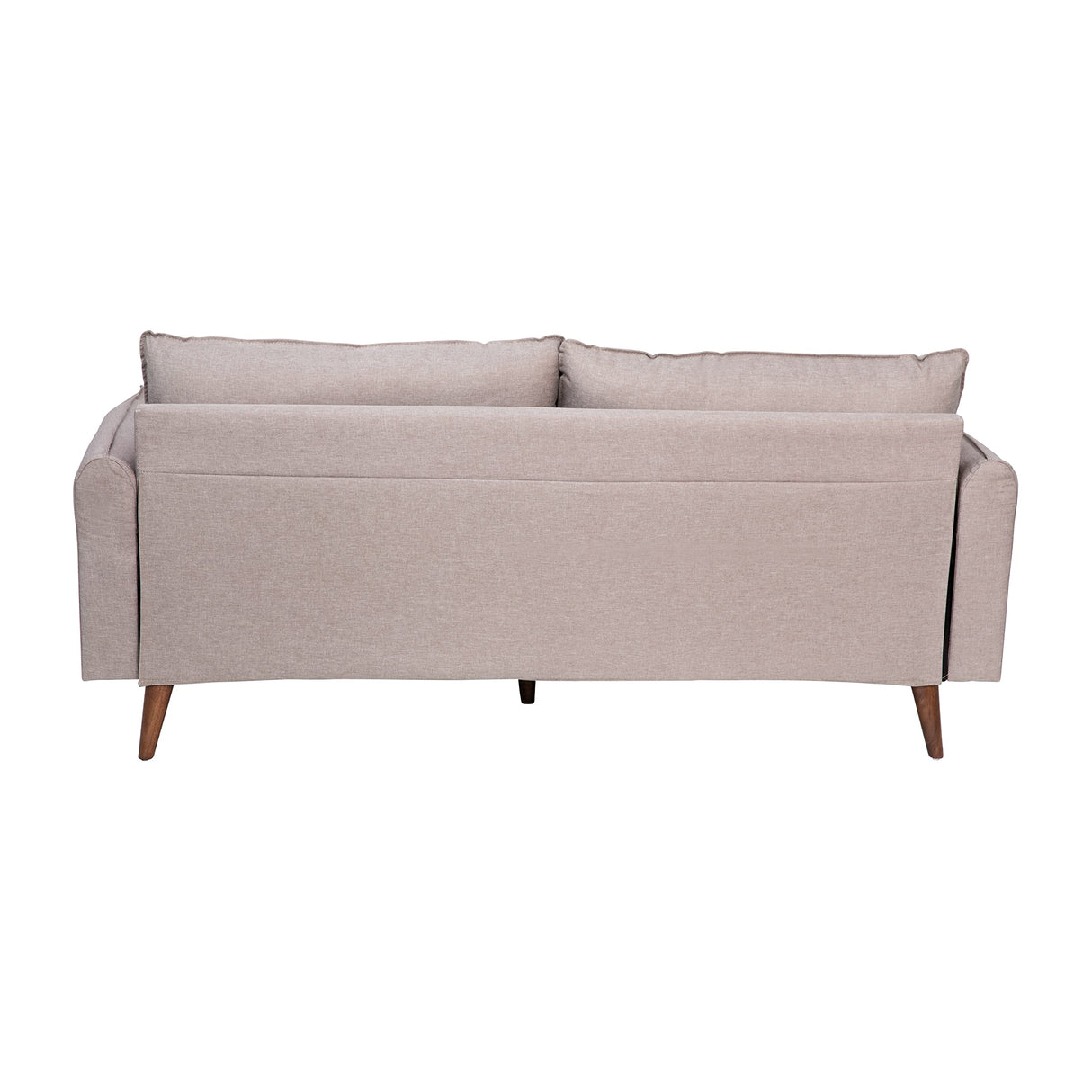 Evie Mid-Century Modern Sofa - Taupe Faux Linen Fabric Upholstery