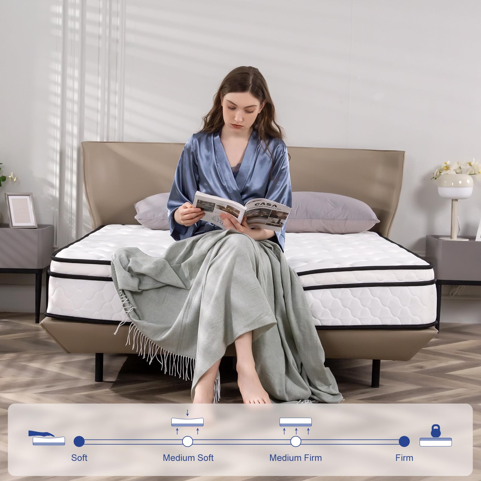 Full Mattress, 10 inch Hybrid Full Mattress in A Box, Bonnell Coil Full Size Mattress Medium