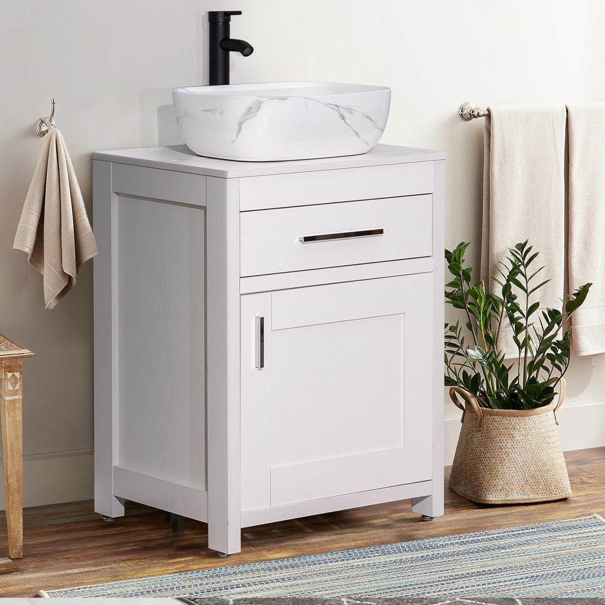 24 Inch Bathroom Vanity White Bathroom Vanity Set with Sink Comboļ¼Modern Bathroom Cabinet