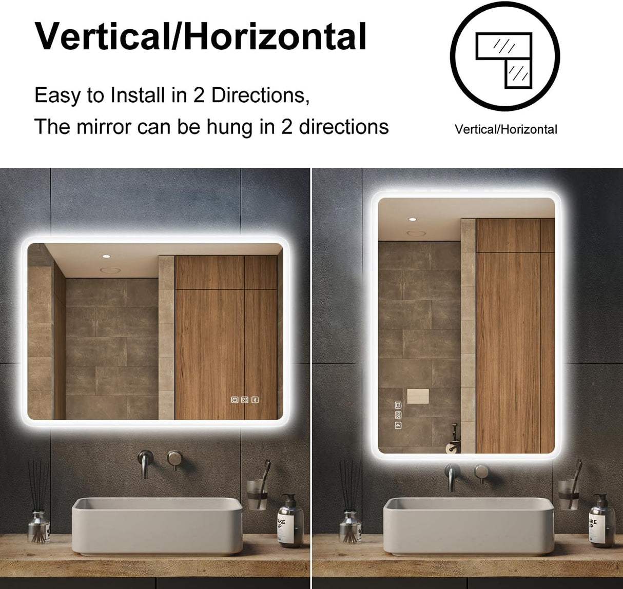 36x28 LED Bathroom Mirror with Bluetooth Speaker & Anti-Fog