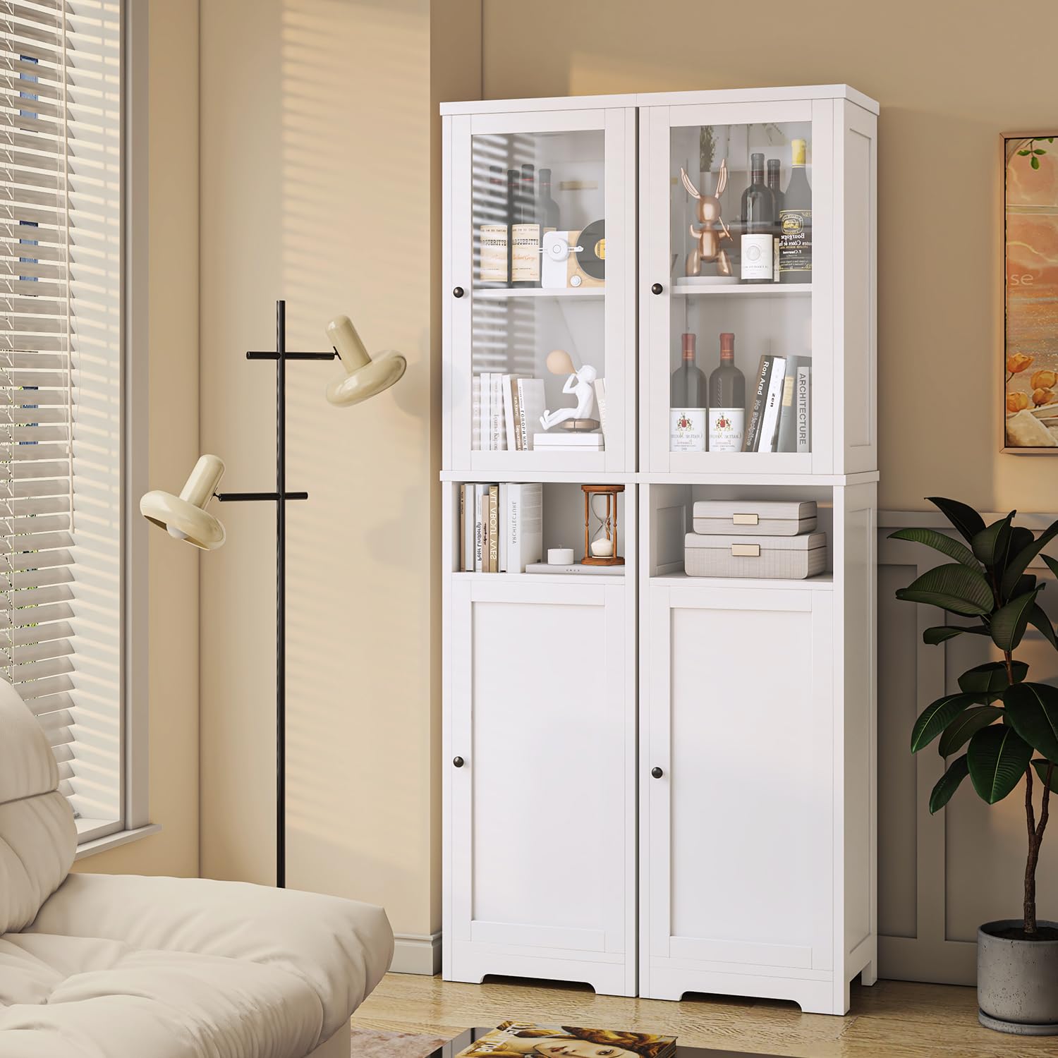 Bathroom Storage Cabinet with Acrylic Door, 67 Inches Tall Narrow Bathroom Storage