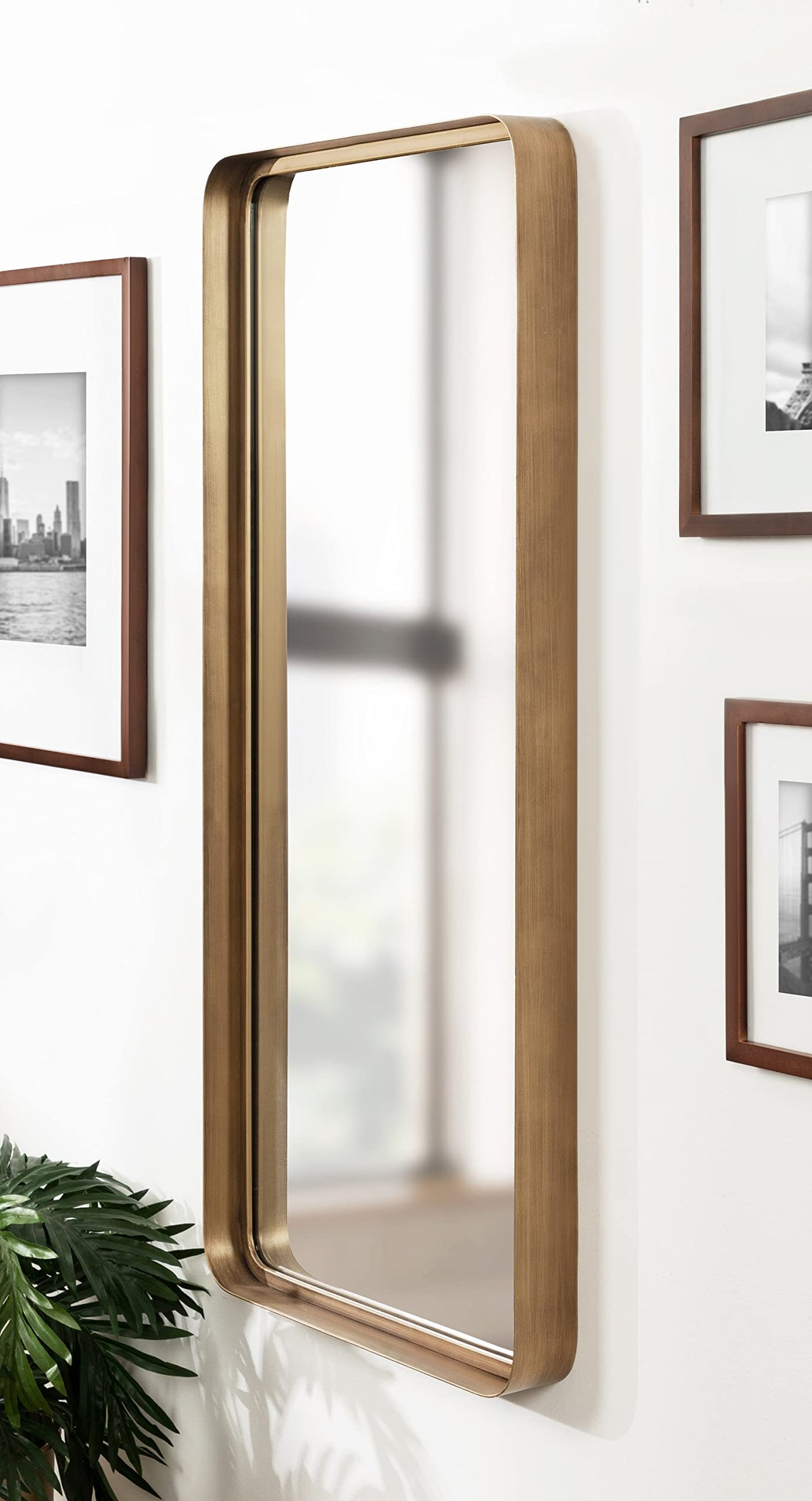 Armenta Modern Soft Rectangle Metal Framed Mirror