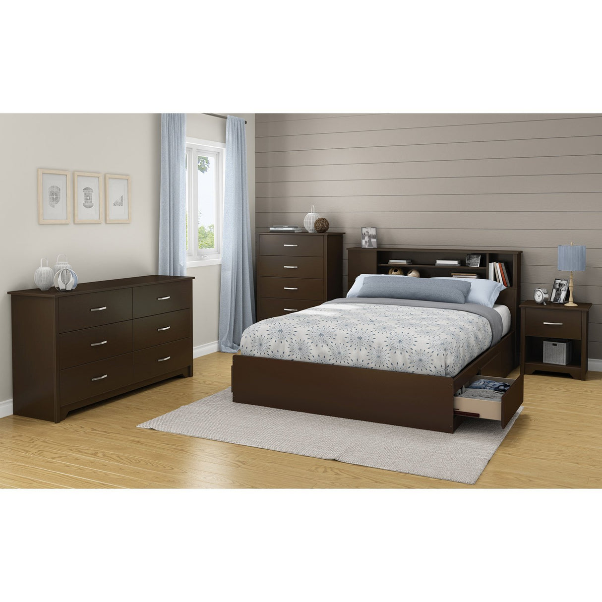 FURNITURE Fusion 6-Drawer Double Dresser Pure Black