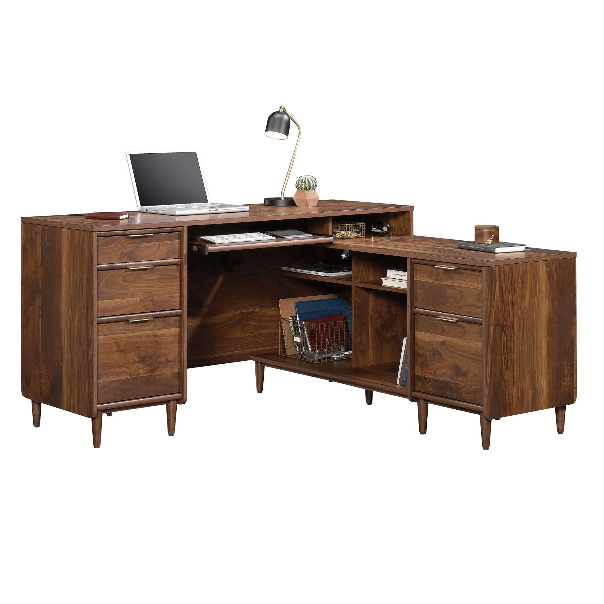 Place L-Desk, L: 59.06" x W: 53.54" x H: 30.2", in Grand Walnut finish