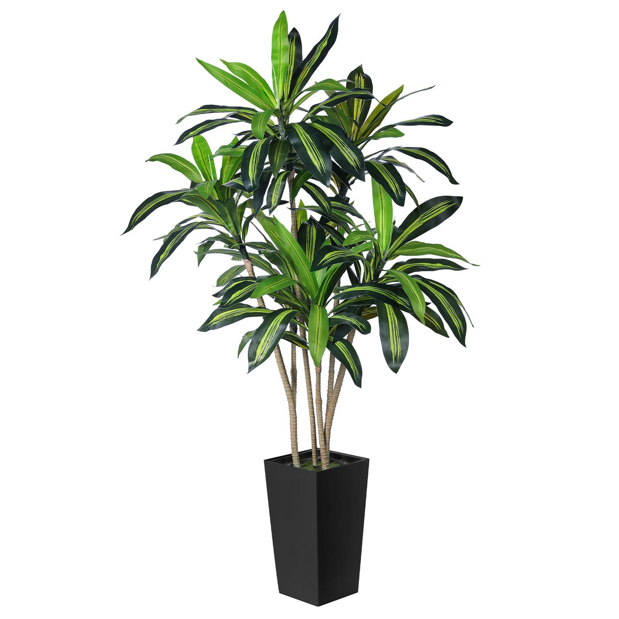 Artificial Dracaena Tree - 5.5FT Faux Tree with Black Tall Planter -Dracaena Artificial Plant for Modern