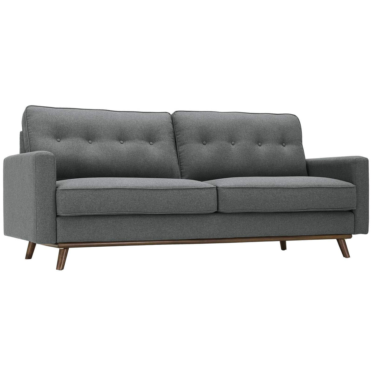 Prompt Mid-Century Modern Fabric Upholstered Tufted Sofa In Gray