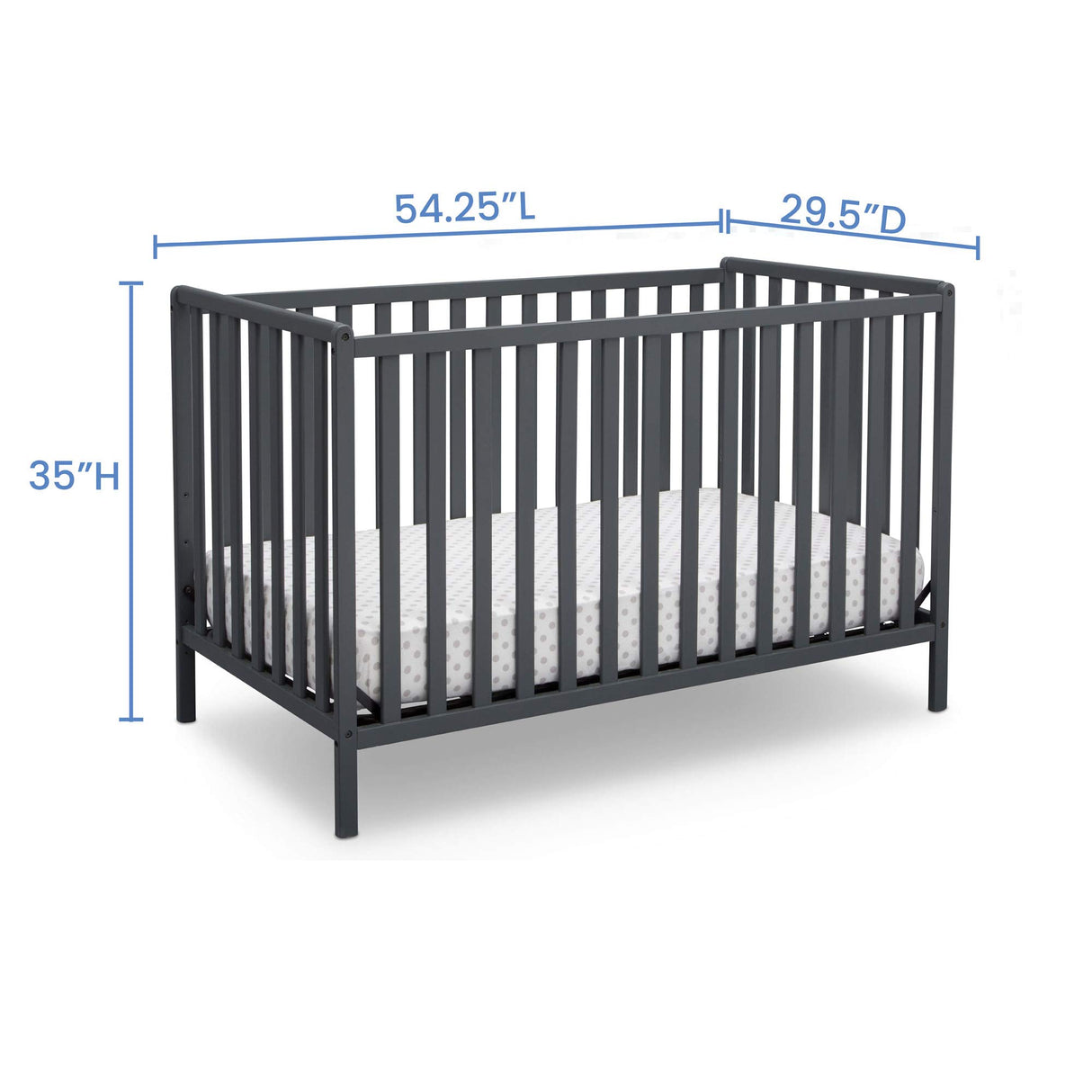 Heartland 4-in-1 Convertible Crib - Greenguard Gold Certified, Charcoal Grey