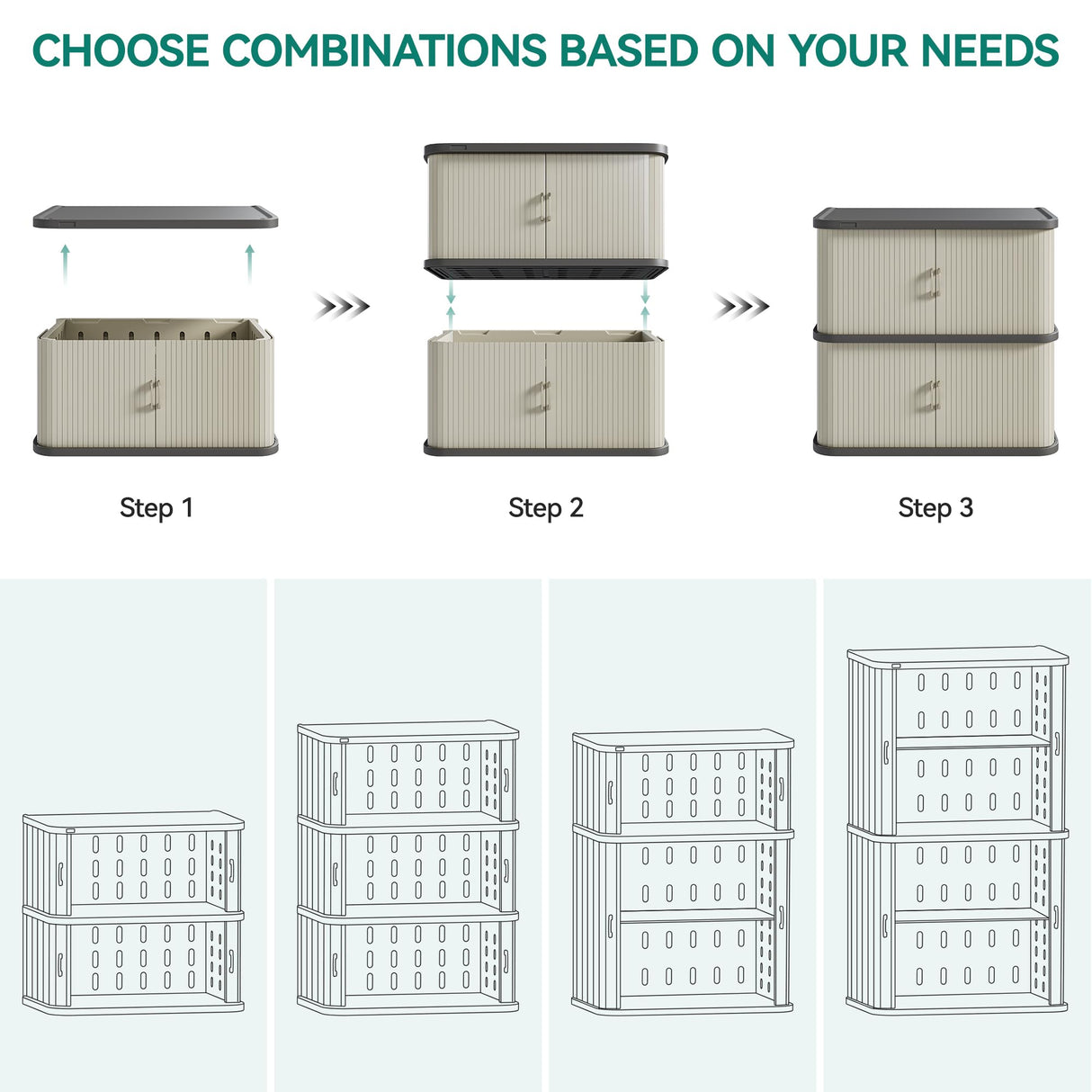 StorGuard Outdoor Storage Cabinet – 37 & 73 Gallon Resin Organizer with Shelf