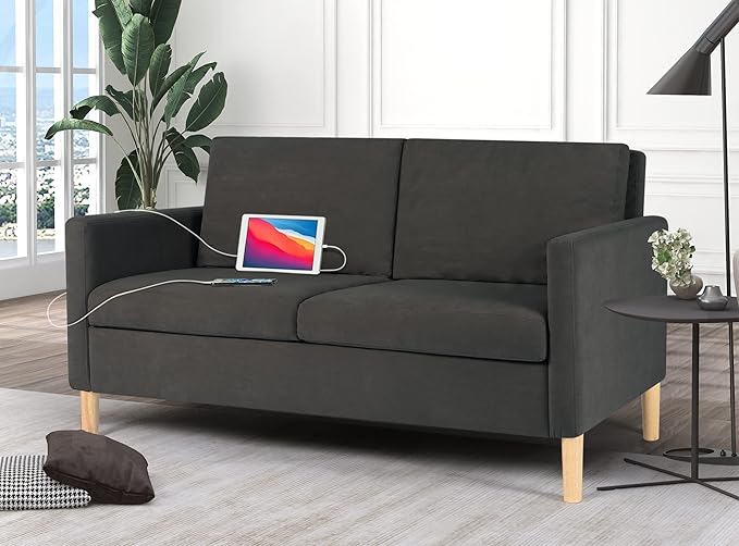 Modern Fabric Loveseat Sofa with 2 USB Charging Ports