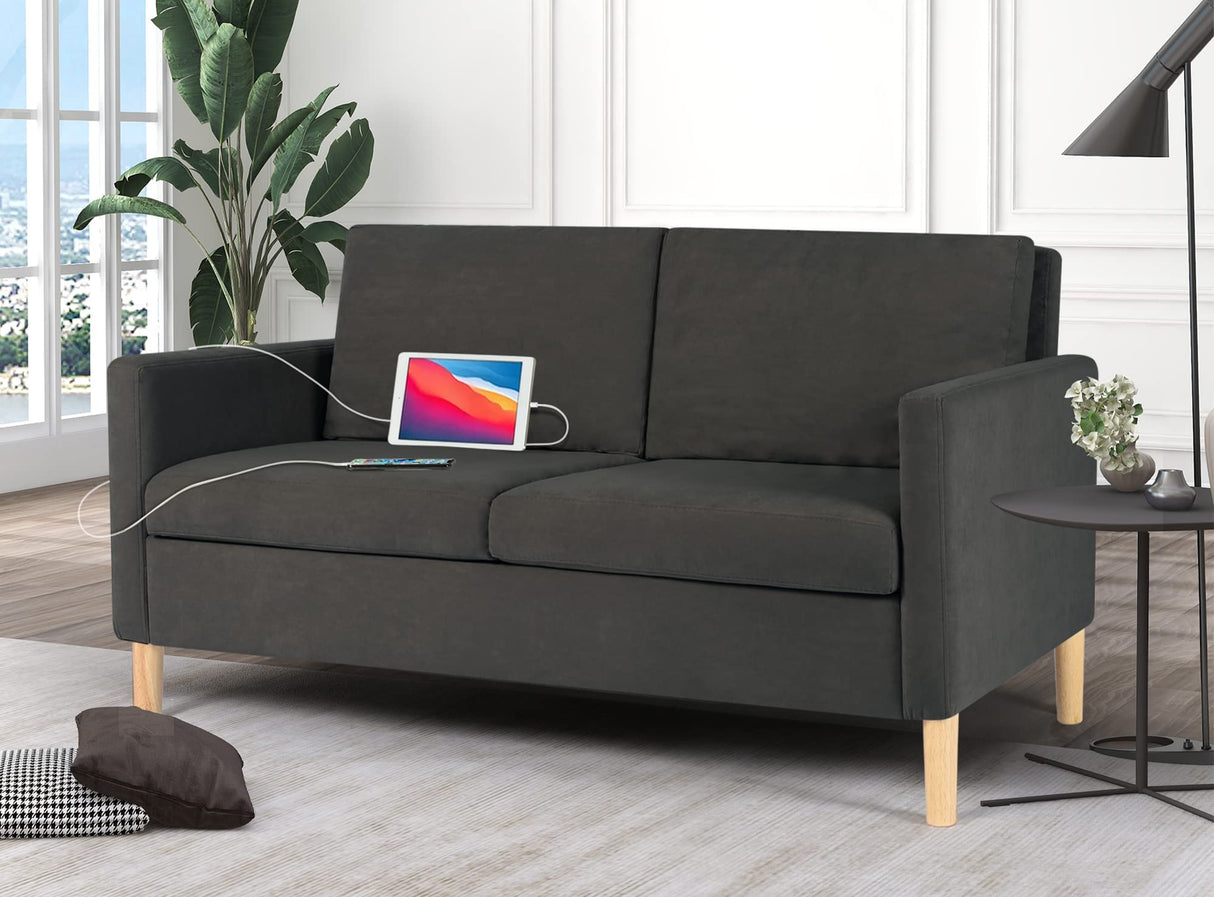 Modern Fabric Loveseat Sofa with 2 USB Charging Ports