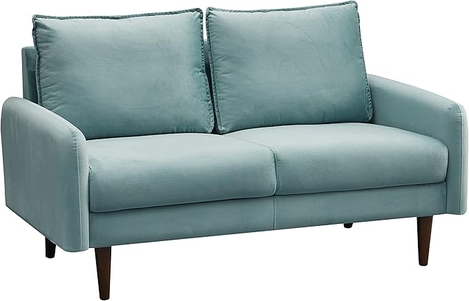 Velvet Loveseat Mid-Century Modern Sofa Tufted Couch with Wooden Legs for Living Room