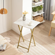 Folding TV Tray Tables, Set of 4 TV Trays with Storage Rack, Industrial Side Table for Eating at Couch,