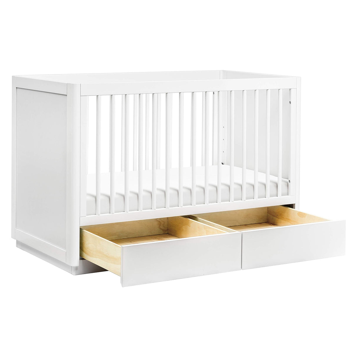 Bento 3-in-1 Convertible Storage Crib with Toddler Bed Conversion Kit in White