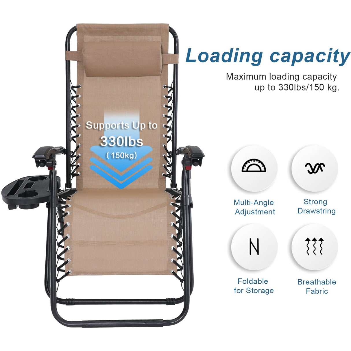 GravityNest Folding Zero Gravity Recliner – Headrest & Multi-Angle Lock