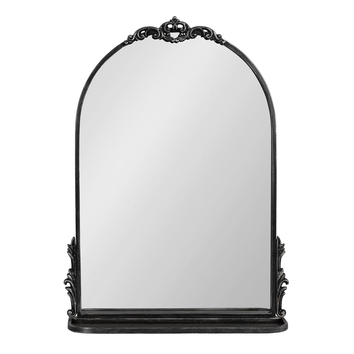 Arched Mirror with Shelf - 21x28 Antique Black