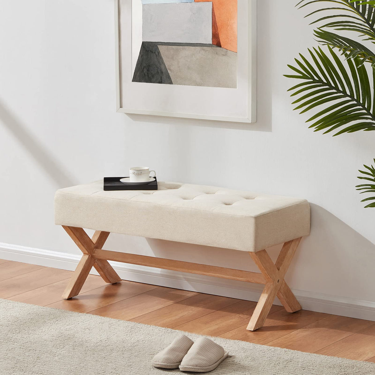 35-inch Entryway Bench, Upholstered End of Bed Bench