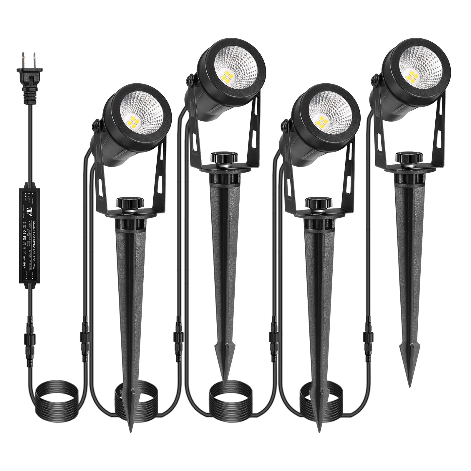 Outdoor Landscape Lighting, 4 Pack LED Outdoor Spot Lights with Transformers