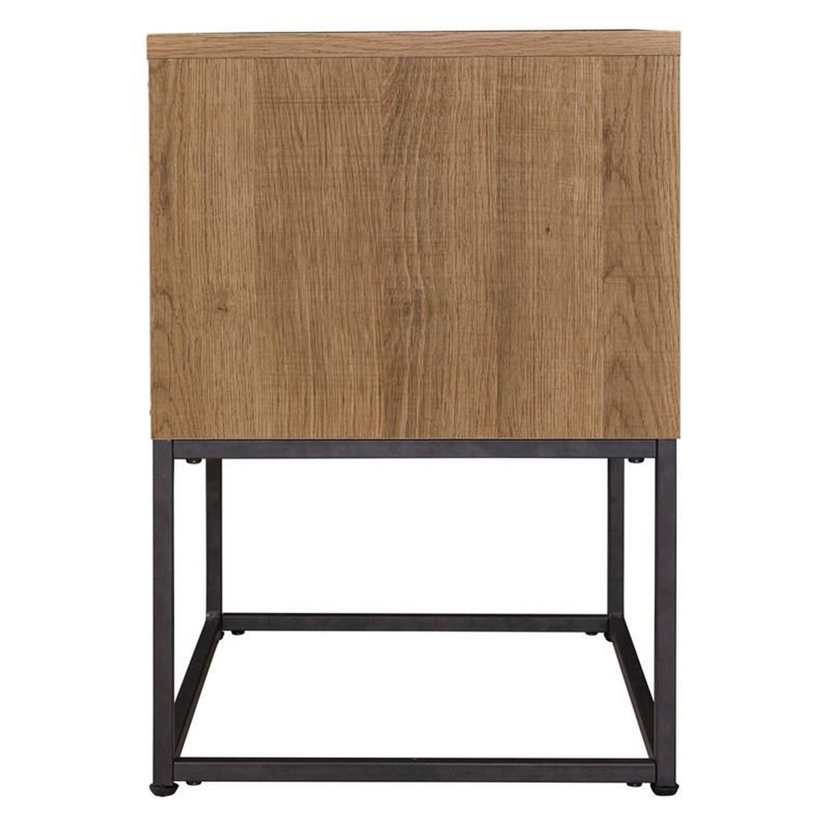 Mila 22 Inch Modern Wood Nightstand On Metal Base, Open Shelf, Brown