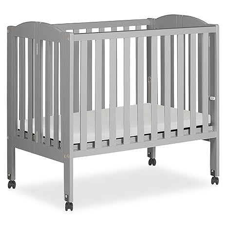 2-in-1 Portable Folding Stationary Side Crib in Dusty Pink, Greenguard Gold Certified