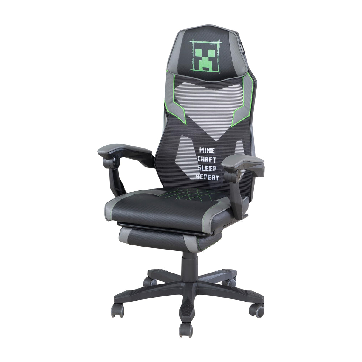 Minecraft Gaming Chair - Height Adjustable High Back with Footrest