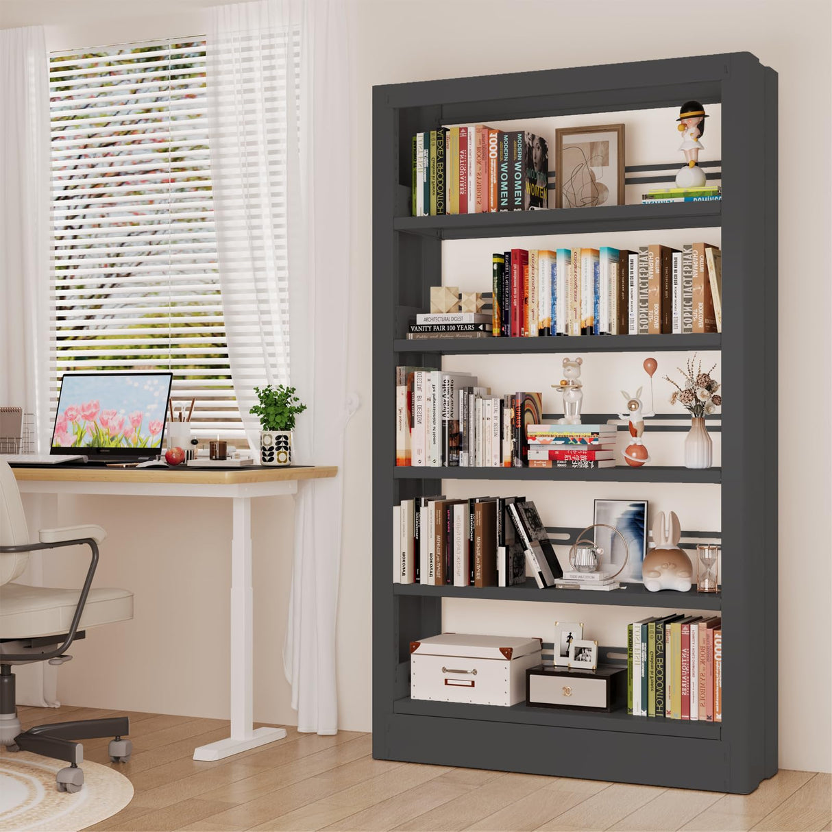 71" Tall Bookshelf, Heavy Duty Large Bookcase with Adjustable Storage Shelves