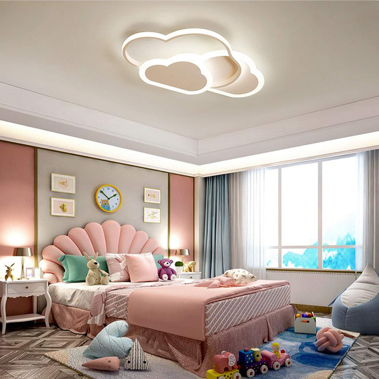 Dimmable LED Cloud Ceiling Light - Modern Flush Mount Lamp for Kids Room