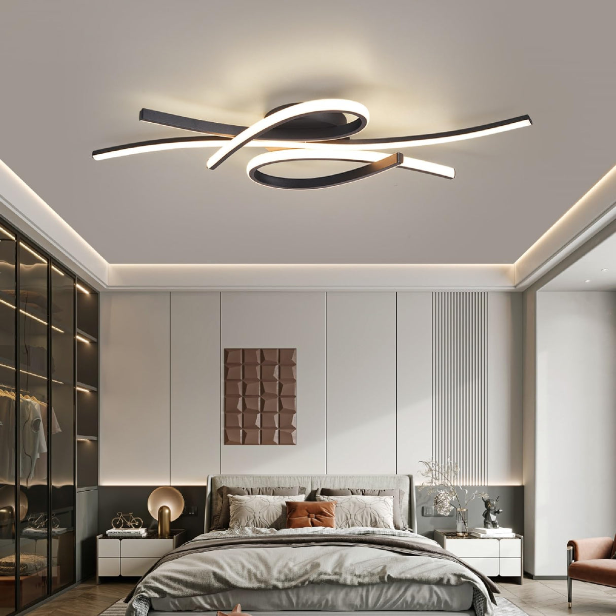Modern LED Ceiling Light Fixture - 40W Flush Mount Chandelier