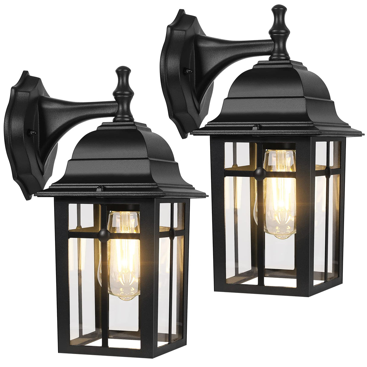 2-Pack Outdoor Wall Lanterns, Exterior Wall Sconce Light Fixture