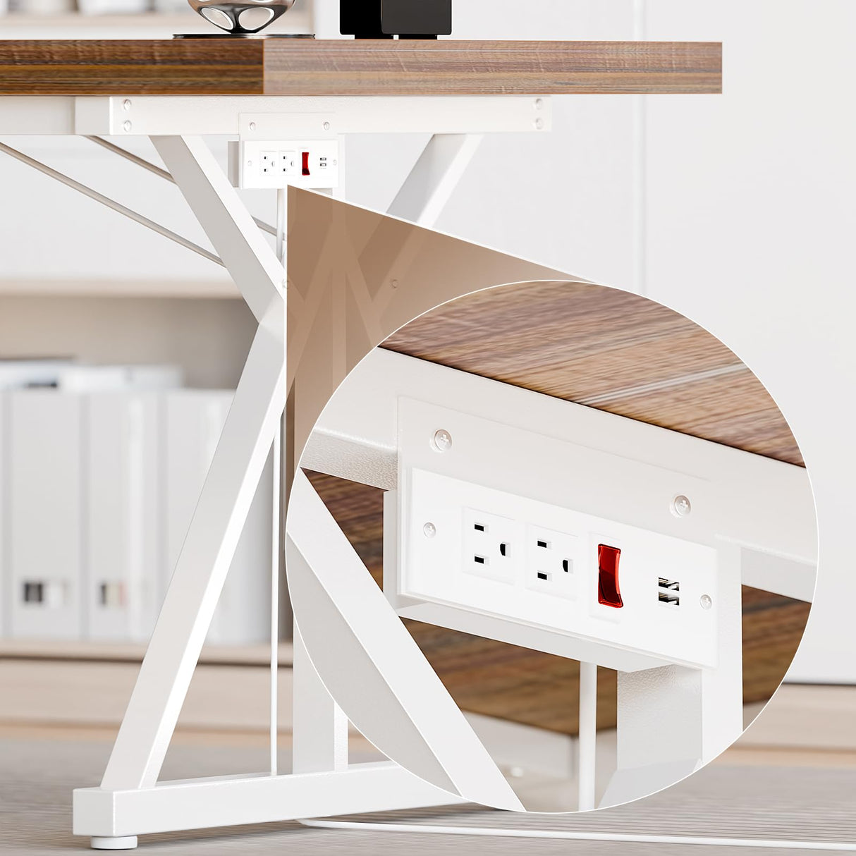 BEVAURORA 70.8-Inch Executive Desk with Power Outlet, Large Office Desk, Long Home Office Table, Big Writing Computer Tbale, Modern Work from Home Desk Office Furniture for Laptop, White