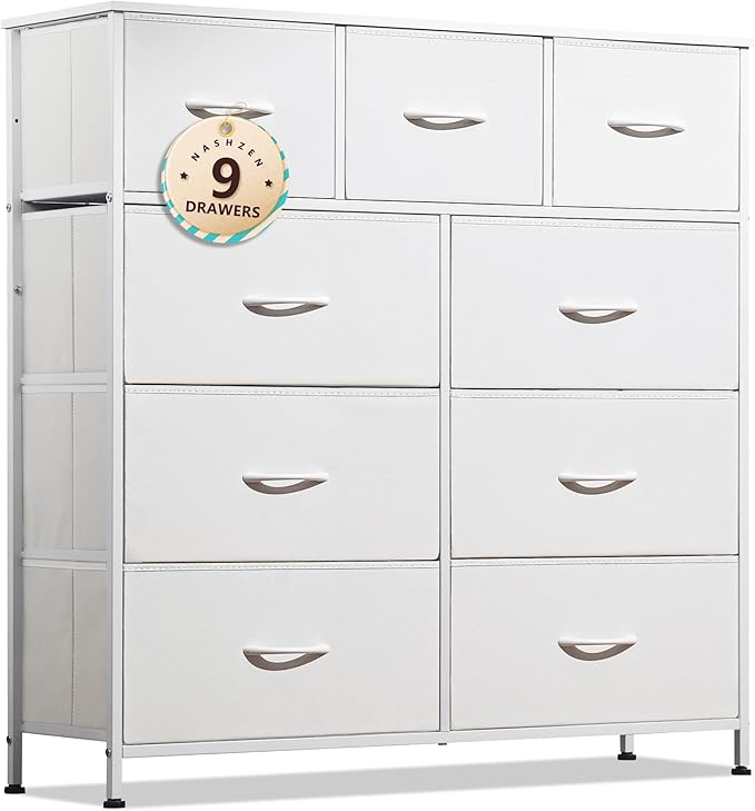 Dresser for Bedroom with 9 Drawers, Tall Fabric Chest of Drawers Storage Organizer