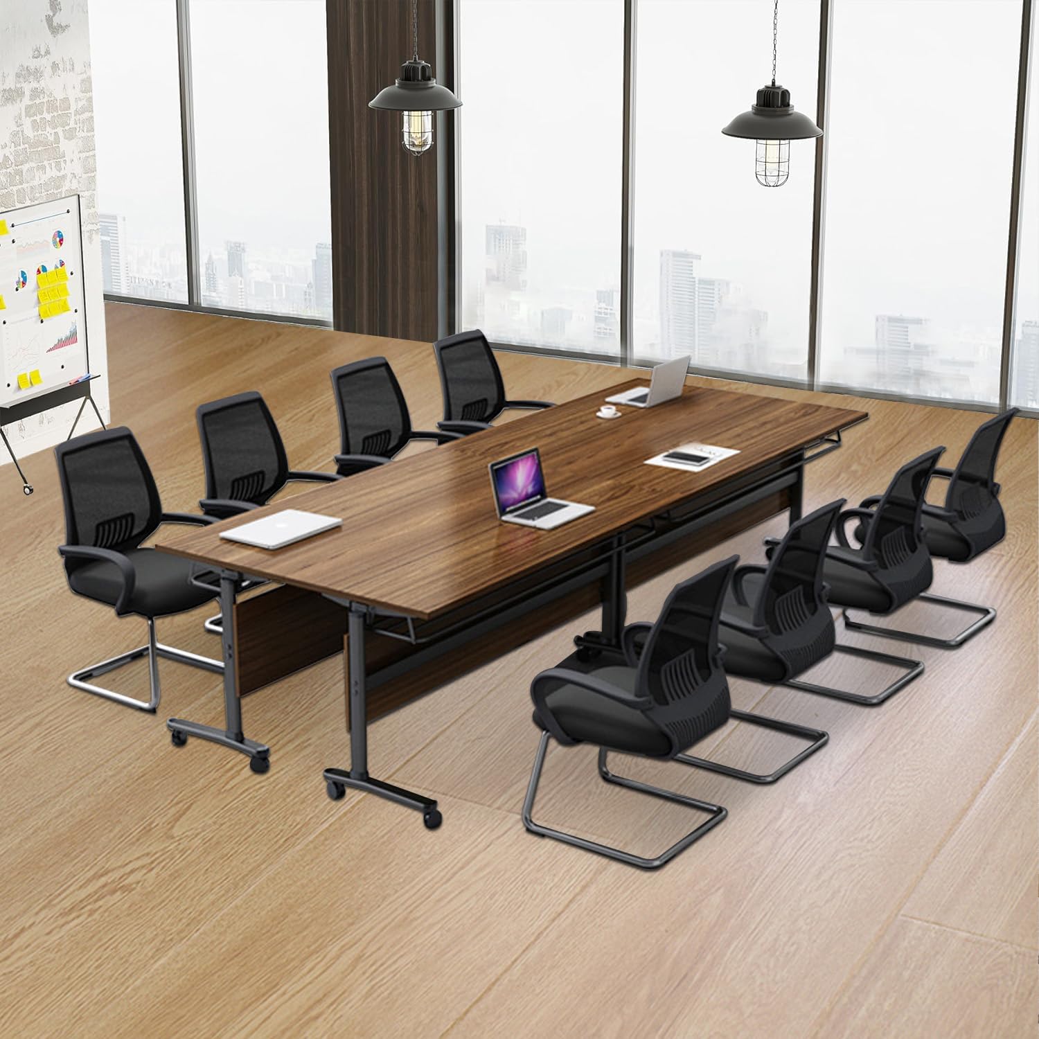 Table Folding Conference Room Table,55.1x23.6x29.5 Inches Flip Top Training Meeting