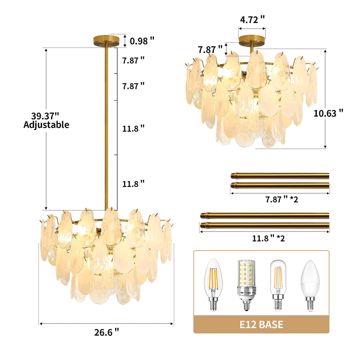modern gold Chandeliers Lighting, D23.6 creative cloud glass Pendant Ceiling
