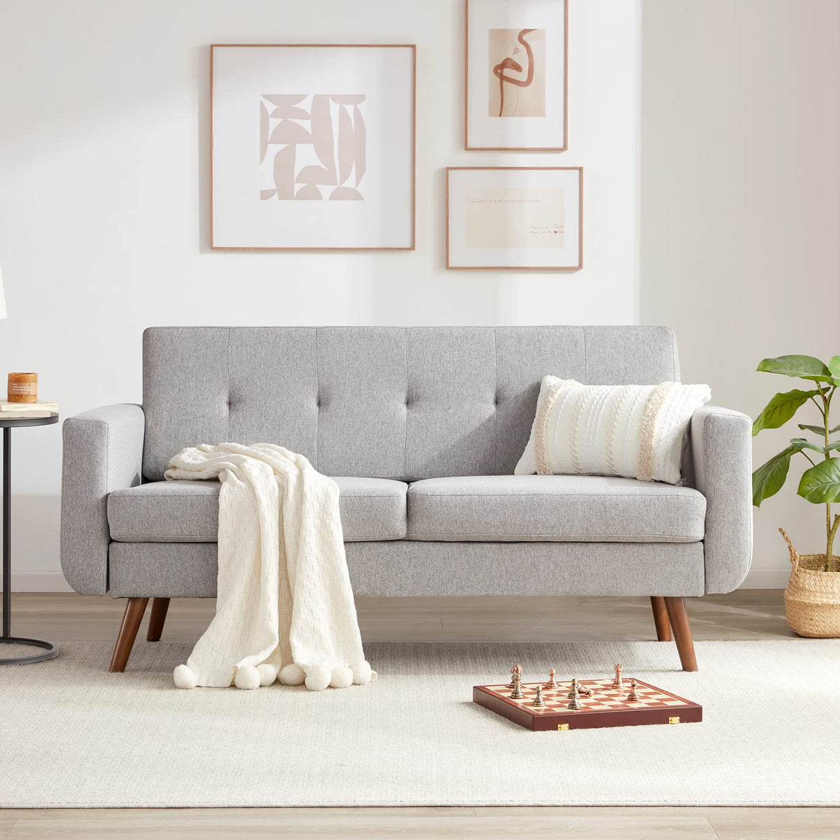 65" W Linen loveseat Sofa, Easy to Assemble, Modern Furniture