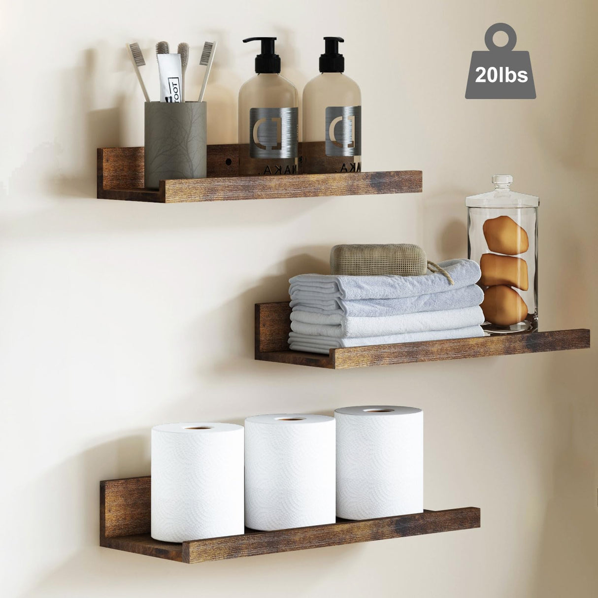 Floating Shelves, 6 Sets of Wall Mounted Shelves for Home Decor